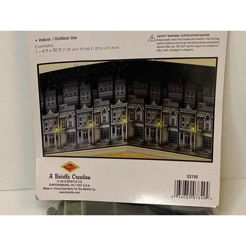 Insta-theme Victorian Townscape Party BackDrop Accessory‎ 4’ X 30’ New